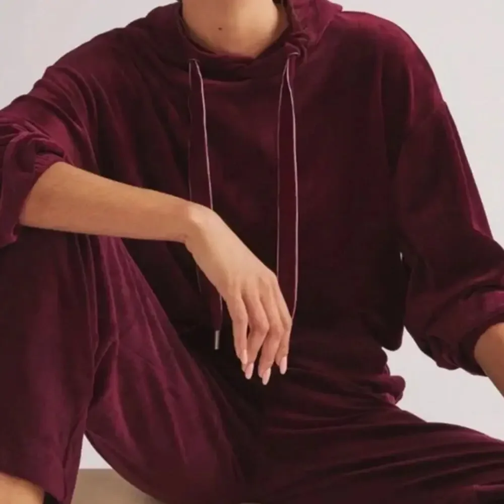 Anthropologie Velour Plum Hoodie - New - Size Medium - Picture 2 of 4